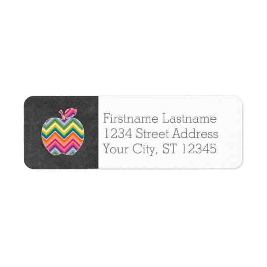 Custom Teacher Apple with Trendy Chevron Pattern Return Address Label