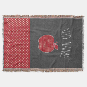 Custom Teacher Apple with Trendy Chevron Pattern Throw Blanket
