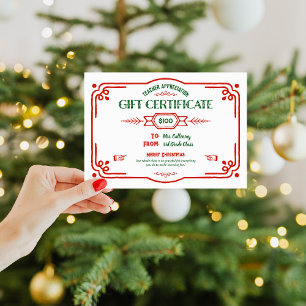 Custom Teacher Appreciation Gift Certificate Card