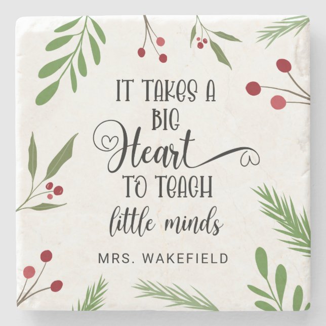 Custom Teacher Appreciation Gift Christmas Stone Coaster (Front)