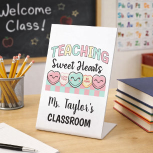 Custom Teacher Classroom Teaching Sweethearts Pedestal Sign
