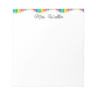 Custom Teacher Coloured Pencils, Cute Rainbow  Notepad