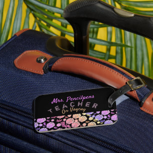 Custom Teacher Colourful Seashell Summer Vacay Luggage Tag