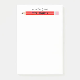 Custom Teacher Gift "A Note From" Pencil Post It
