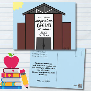 Custom Teacher Grade School House Postcard