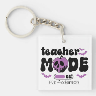 Custom Teacher Halloween Teacher Mode On Keychain