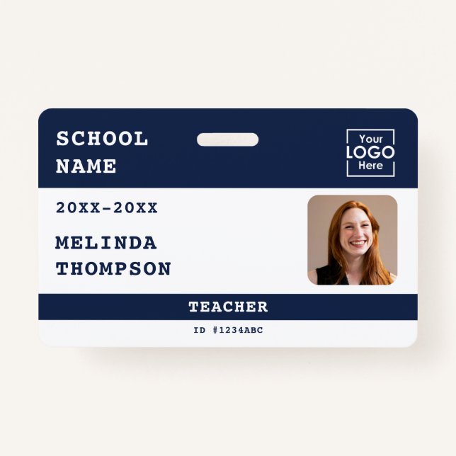 Custom Teacher ID Card School Name Photo Template Badge (Front)