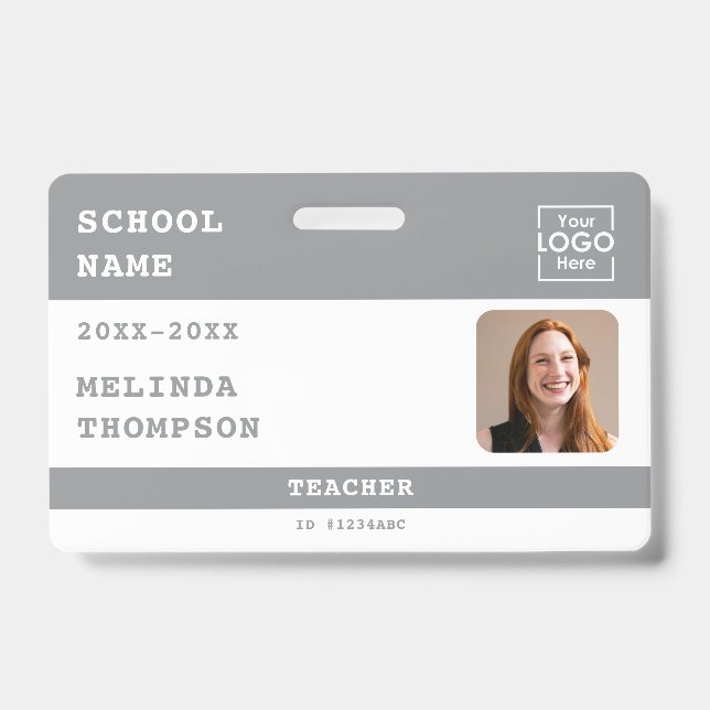 Custom Teacher ID Card School Name Photo Template Badge (Front)