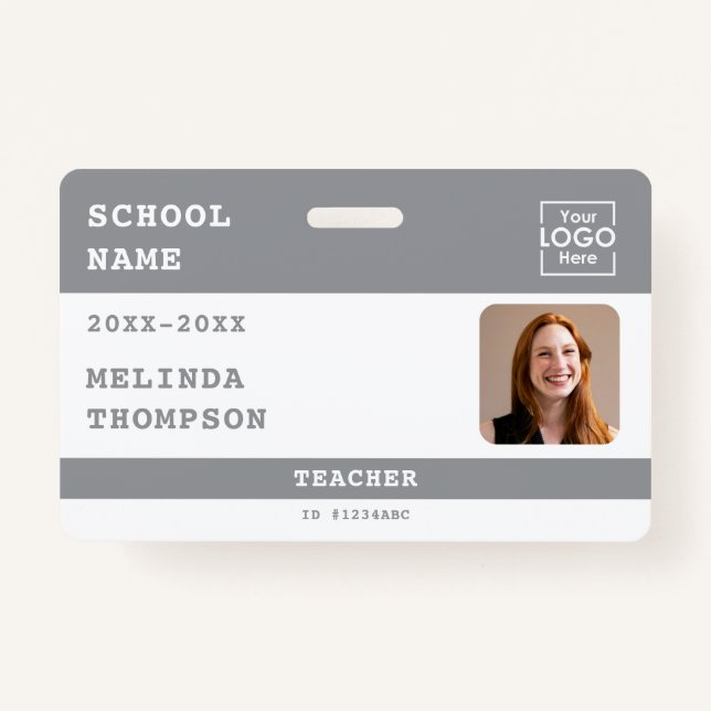 Custom Teacher ID Card School Name Photo Template Badge (Front)