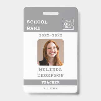 Custom Teacher ID Card School Template Name Photo Badge