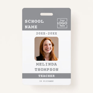 Custom Teacher ID Card School Template Name Photo Badge