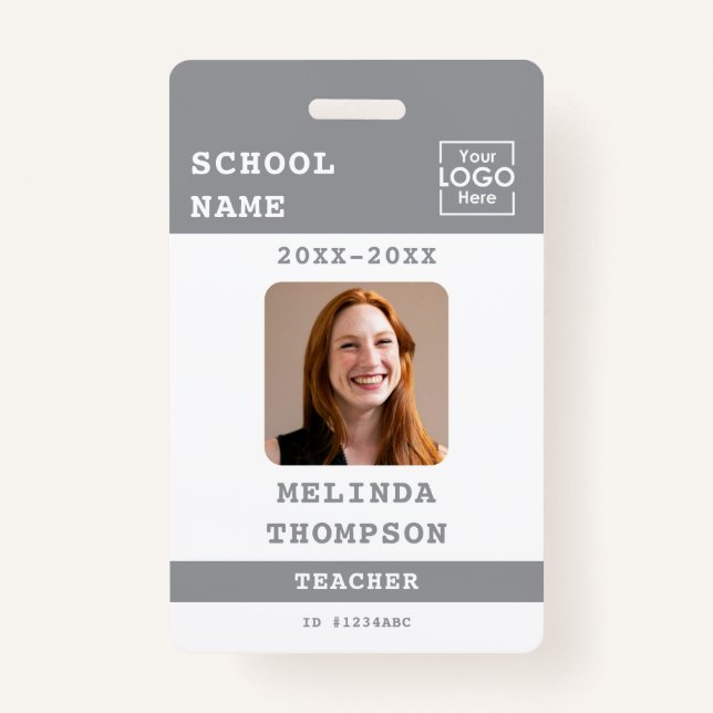Custom Teacher ID Card School Template Name Photo Badge (Front)