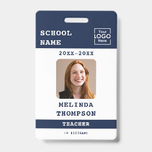 Custom Teacher ID Card School Template Name Photo Badge