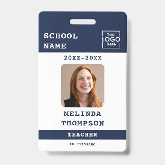 Custom Teacher ID Card School Template Name Photo Badge