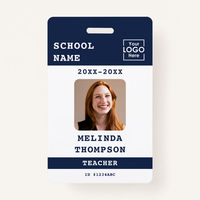 Custom Teacher ID Card School Template Name Photo Badge (Front)