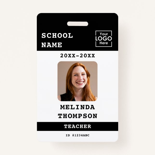 Custom Teacher ID Card School Template Name Photo Badge (Front)