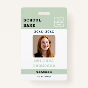 Custom Teacher ID Card School Template Name Photo Badge