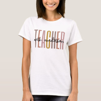 Custom Teacher Last Name Retro Vintage T-Shirt