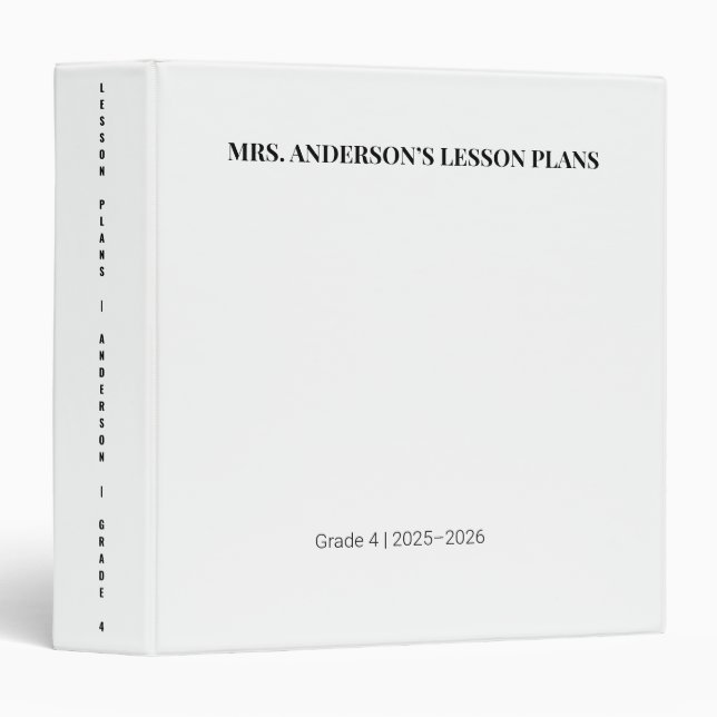 Custom Teacher Lesson Plan Binder (Front/Spine)