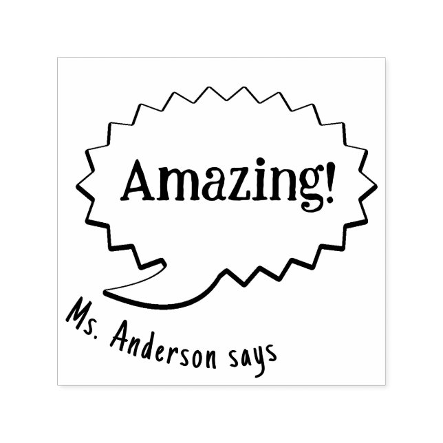Custom Teacher Name Amazing Speech Comic Bubble Self-inking Stamp (Design)