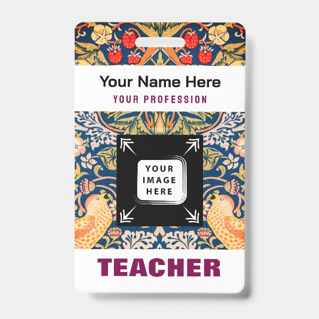 Custom Teacher Name Business Logo Staff Tag Badge (Front)