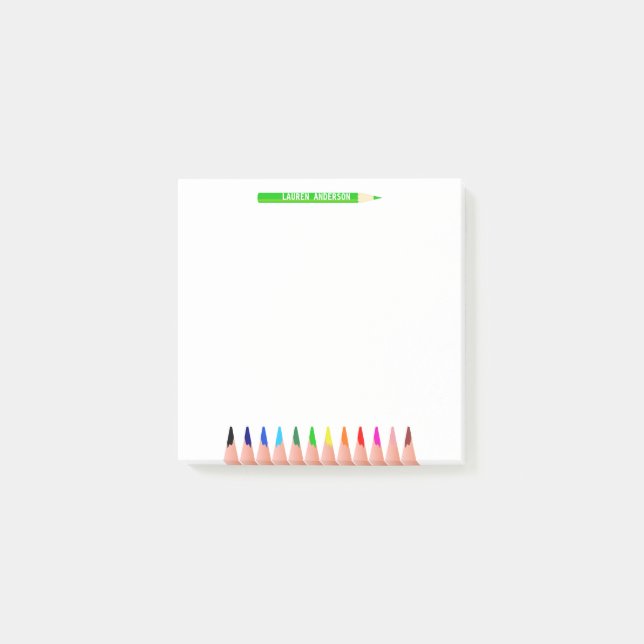 Custom Teacher Name Colour Pencils Post-it Notes (Front)
