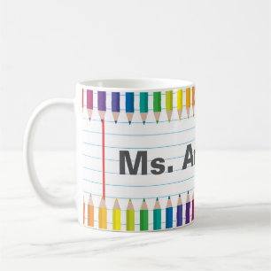 Custom Teacher Name Colourful Pencils Mug