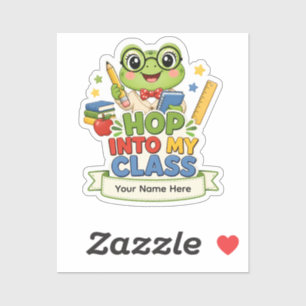 Custom Teacher Name Frog Sticker – Hop Into My Cla