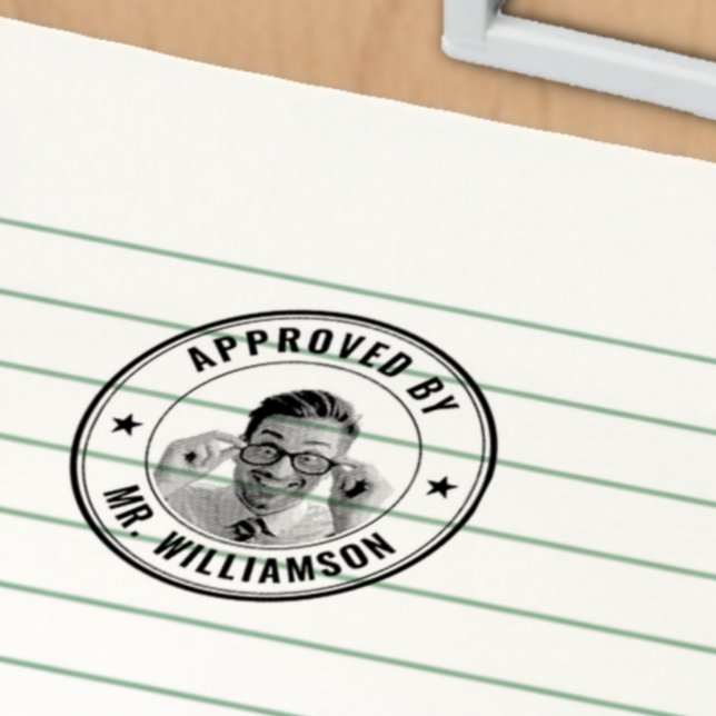 Custom Teacher Name Funny Face Approval Grading Self-inking Stamp (Creator Uploaded)