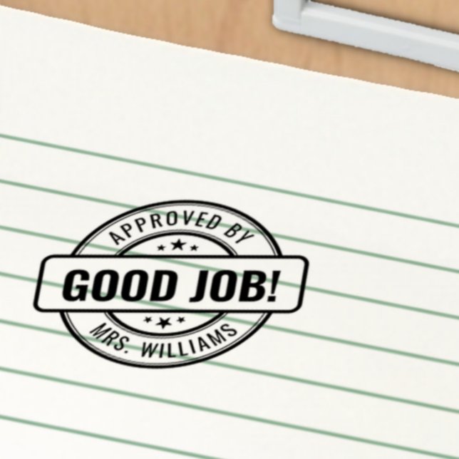 Custom Teacher Name Good Job! Homework Approval Self-inking Stamp (Creator Uploaded)