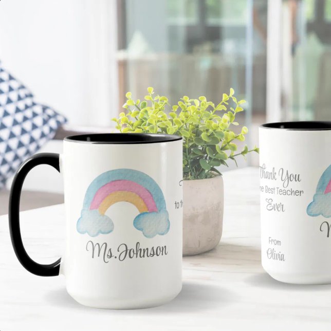 Custom Teacher Name Rainbow Personalized Gift Mug (Creator Uploaded)