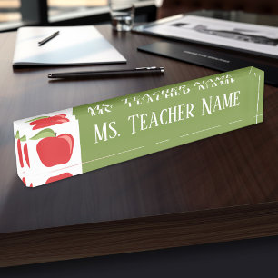 Custom Teacher Name with Modern Apple Nameplate