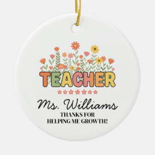 Custom Teacher Ornament, Thank You Gift Teacher Ceramic Ornament
