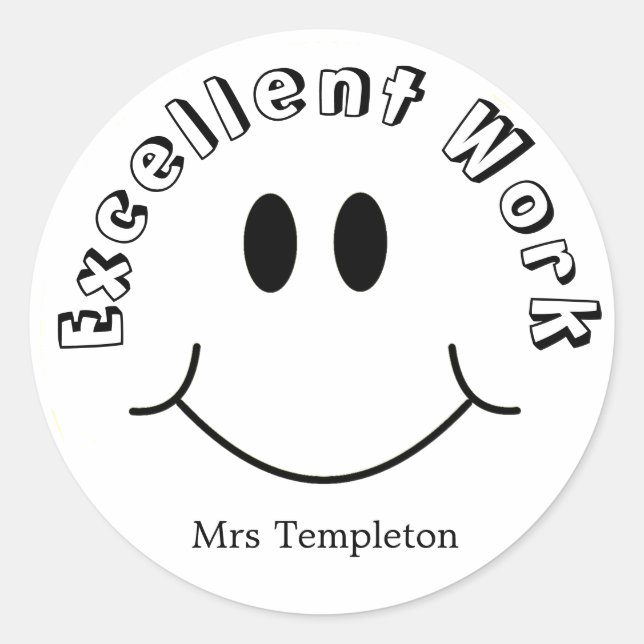 Custom Teacher Reward  Smiling Classic Round Sticker (Front)