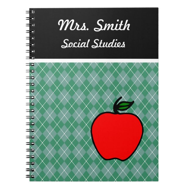 Custom Teacher's Apple Class School Notebook Gift (Front)