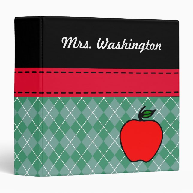 Custom Teacher's Apple Lesson Plan Organizer Gift Binder (Front/Spine)