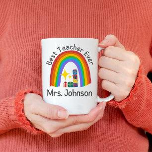 Custom Teacher's Name with a Cute Christmas Tree Coffee Mug
