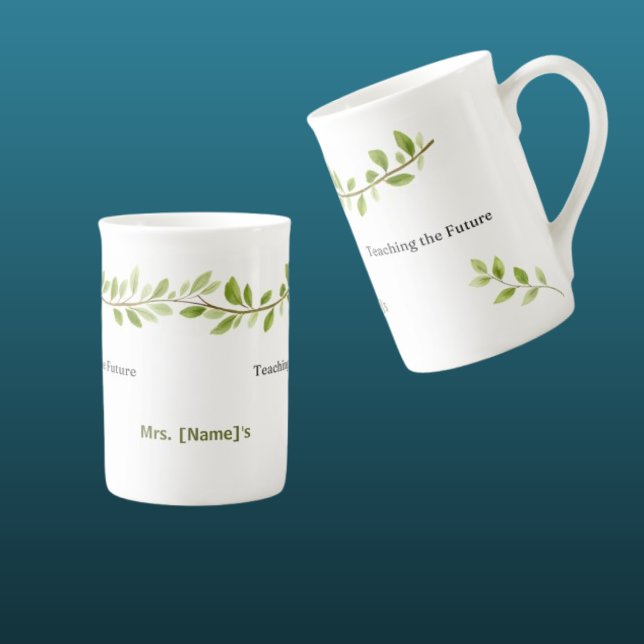 Custom Teaching the Future Green Branch  Bone China Mug (Creator Uploaded)