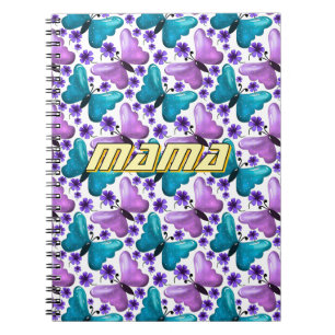 Custom Teal and purple butterfly floral pattern  Notebook