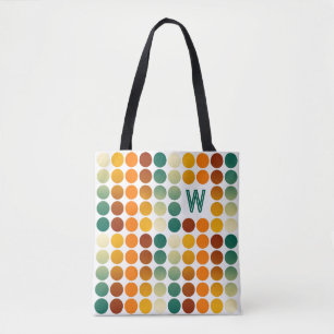 Custom Teal Blue Green Red Brown Orange Dotted Art Tote Bag