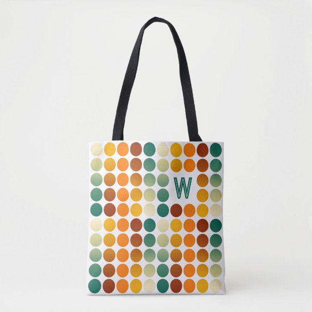 Custom Teal Blue Green Red Brown Orange Dotted Art Tote Bag (Front)