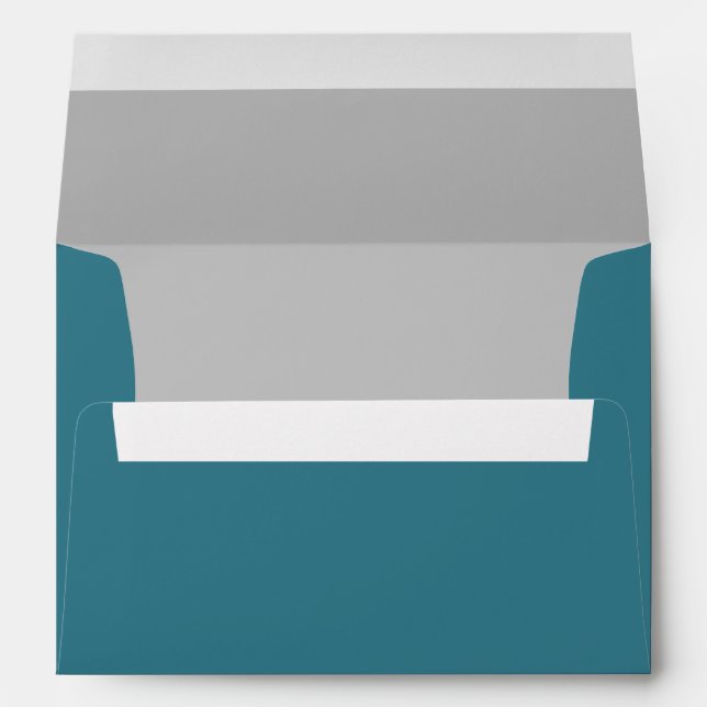 Custom Teal Blue & Grey Envelope w/ Return Address (Back (Bottom))