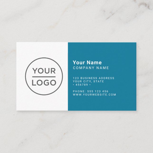 Custom teal blue modern minimalist any colour business card (Front)
