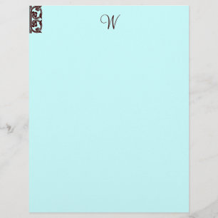 Custom Teal Chocolate Brown Monogram Letterhead