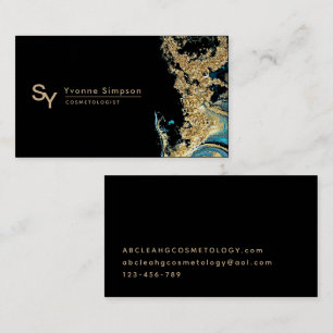 Custom Teal Gold Black Modern Template Brand Business Card