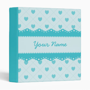 Custom Teal Lace Hearts Binder