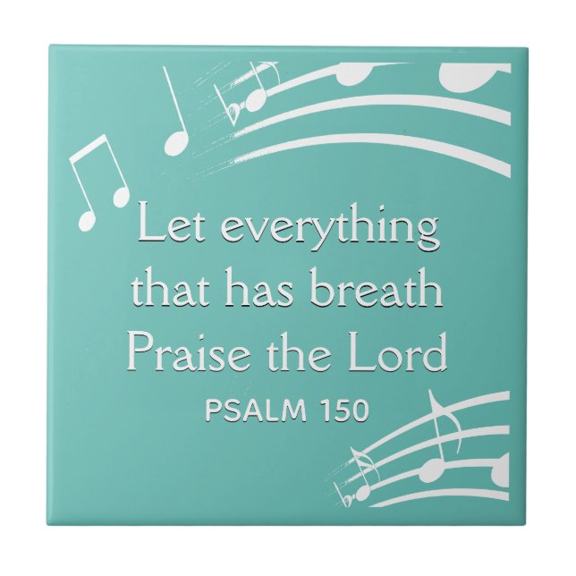 Custom Teal MUSIC NOTES  Tile (Front)