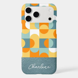 Custom Teal Seafoam Green Orange Retro Art Pattern