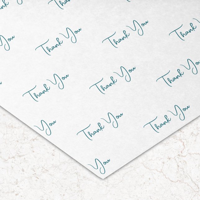 Custom Teal Text Pattern Thank You Tissue Paper (Creator Uploaded)