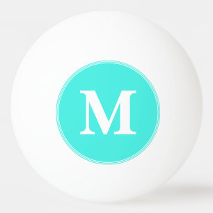 Custom Teal White Monogrammed Table Tennis Beer Ping Pong Ball